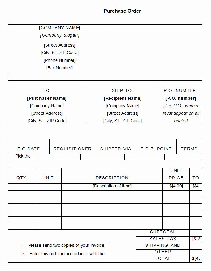Purchase order Template Word Awesome Business Purchase order form and Samples to Inspire You