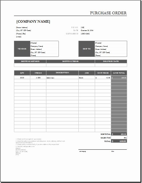 Purchase order Template Word Awesome Purchase order Templates for Excel