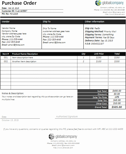 Purchase order Template Word Beautiful Sample Purchase order format In Word