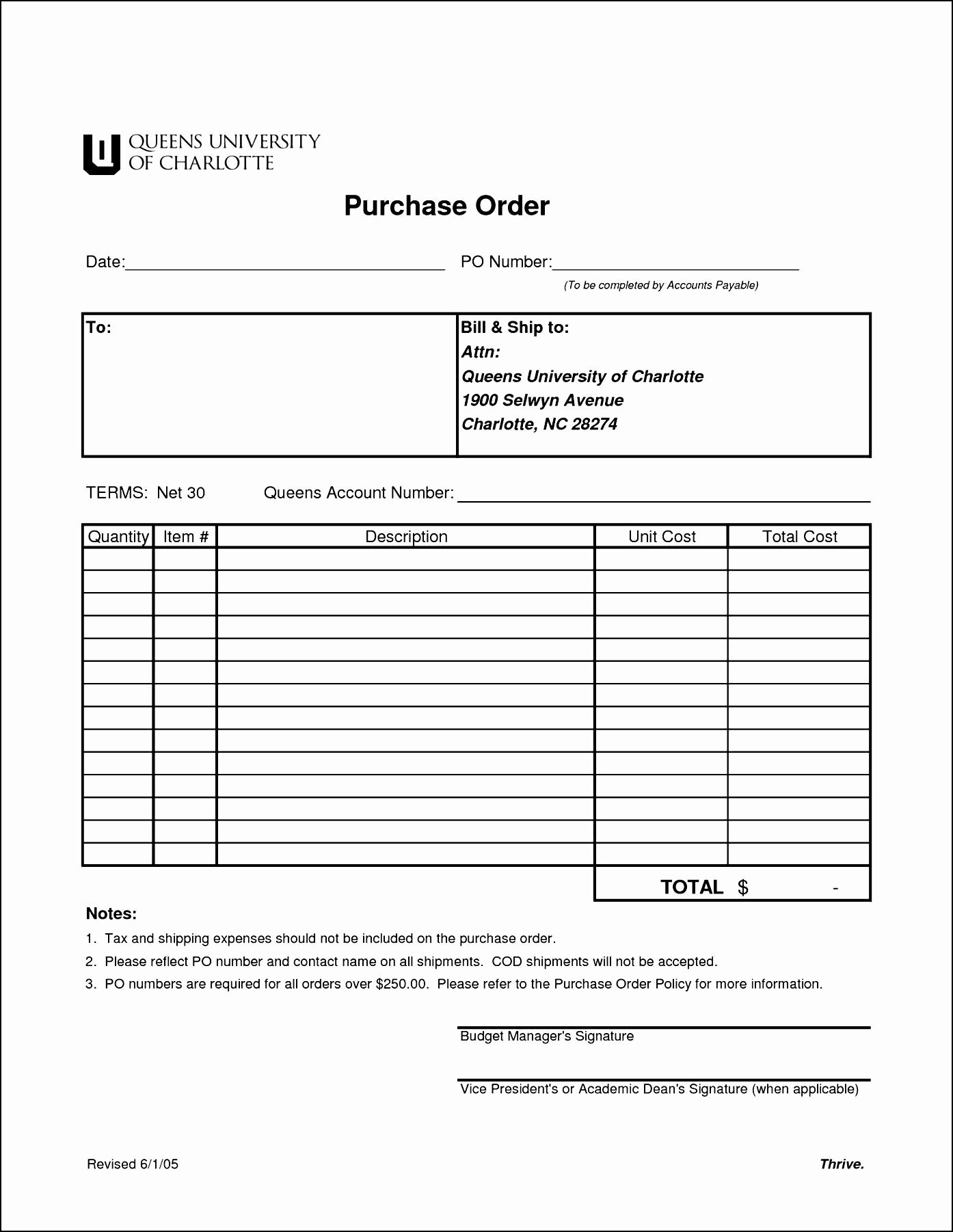 Purchase order Template Word Fresh Blank Purchase order form Template