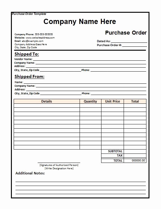 Purchase order Template Word Inspirational 39 Free Purchase order Templates In Word &amp; Excel Free