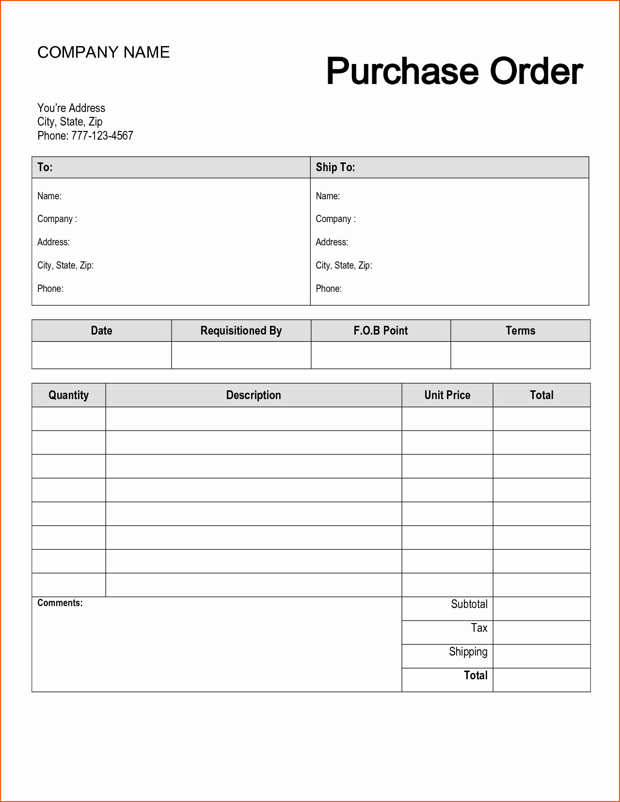 Purchase order Template Word Luxury Free Purchase order Template 37 Free Purchase order