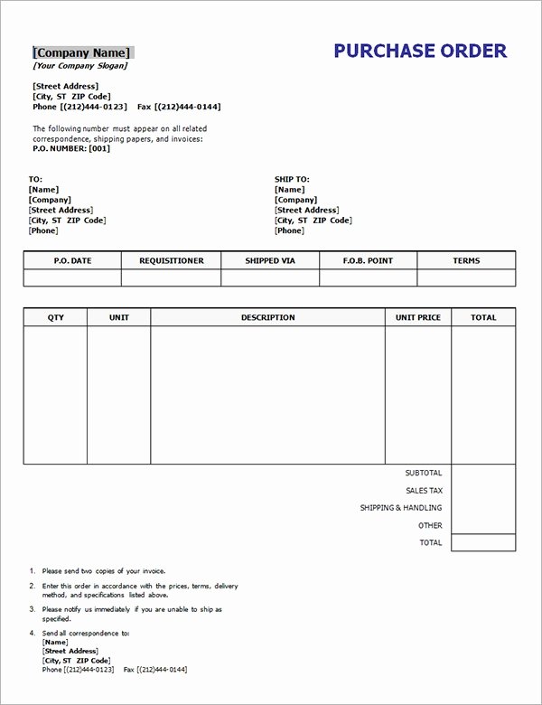Purchase order Template Word Luxury Purchase order Template 18 Download Free Documents In
