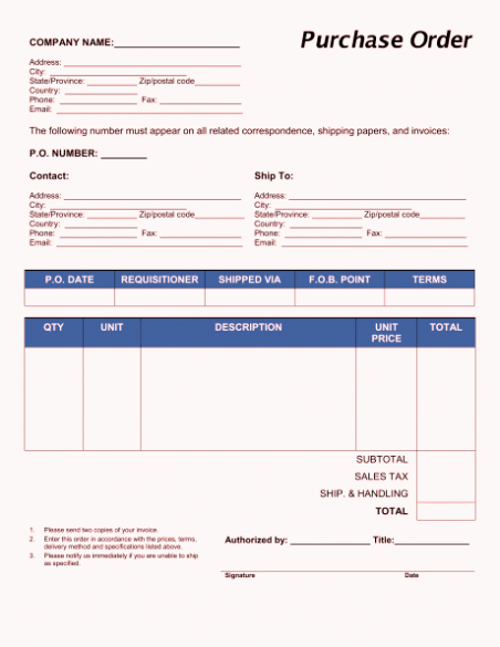 Purchase order Template Word Unique Free Purchase order form Template Excel Word Sample