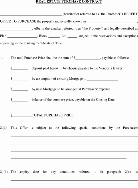 Real Estate Contract Template Luxury Purchase Real Estate Purchase Contract form