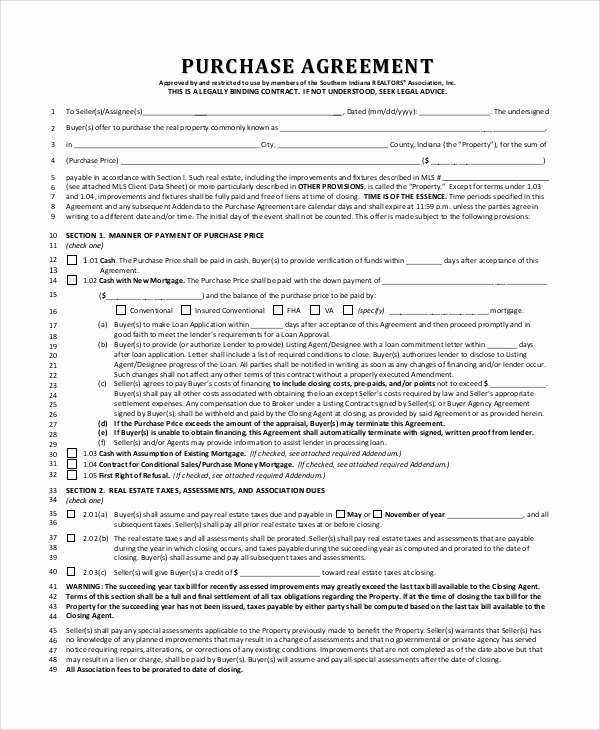 Real Estate Contract Template New Sample Real Estate Purchase Agreement 9 Examples In Pdf