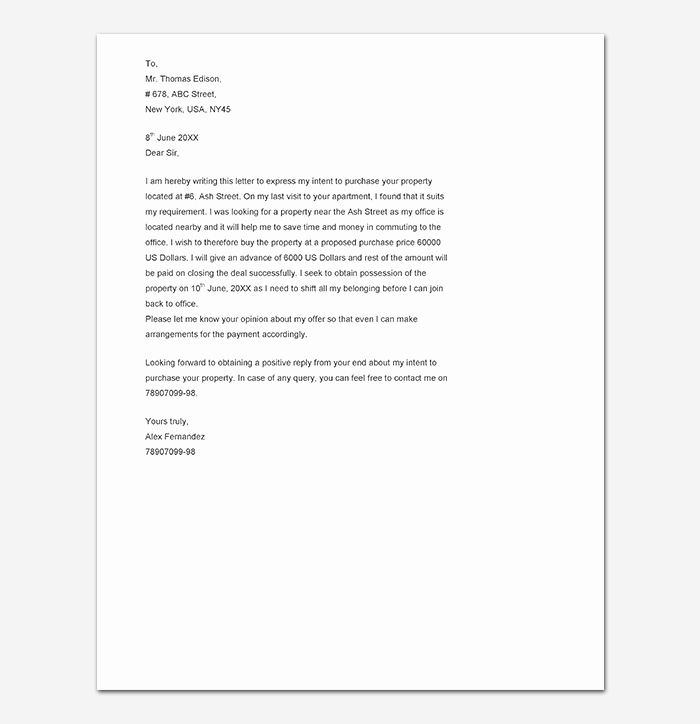 Real Estate Offer Letter Template Beautiful Real Estate Fer Letter Template Free Samples &amp; Examples