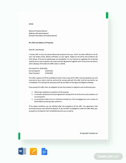 Real Estate Offer Letter Template Fresh Free Letter Template Of Intent for Real Estate Download
