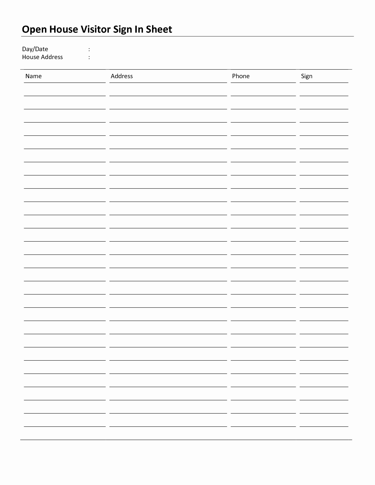 Real Estate Sign In Sheet New 5 Best Of Sign In Sheet Printable Free Printable