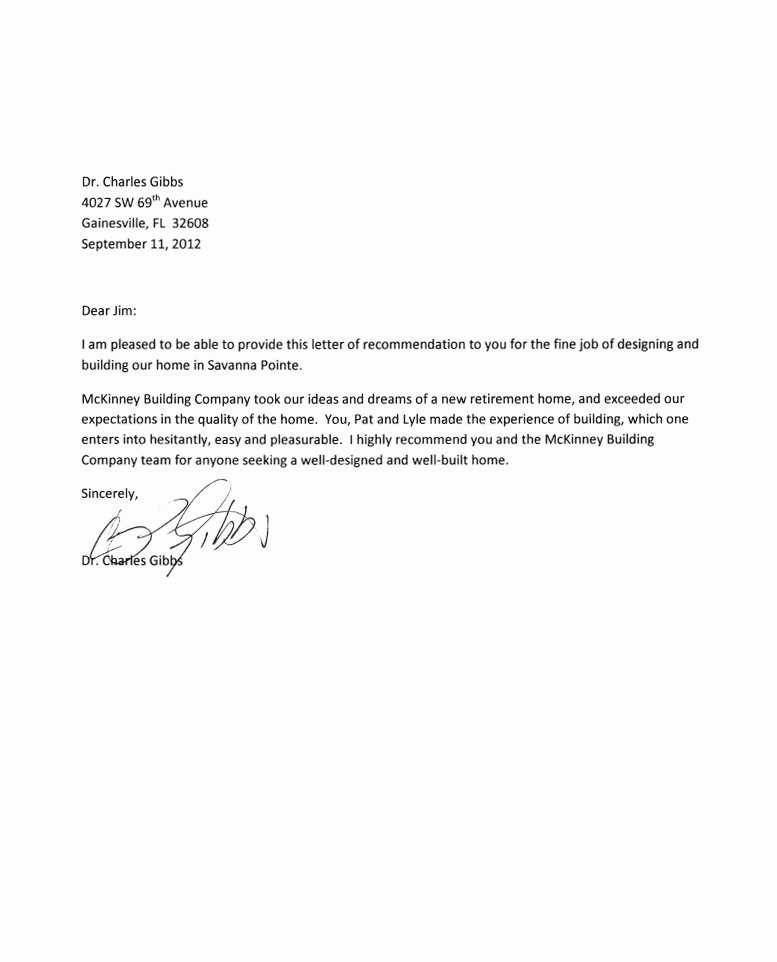 Reference Letter for A Job Luxury Mckinney Building Pany