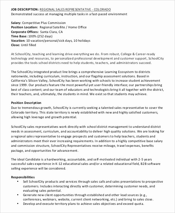 40 Regional Sales Manager Job Description Desalas Template
