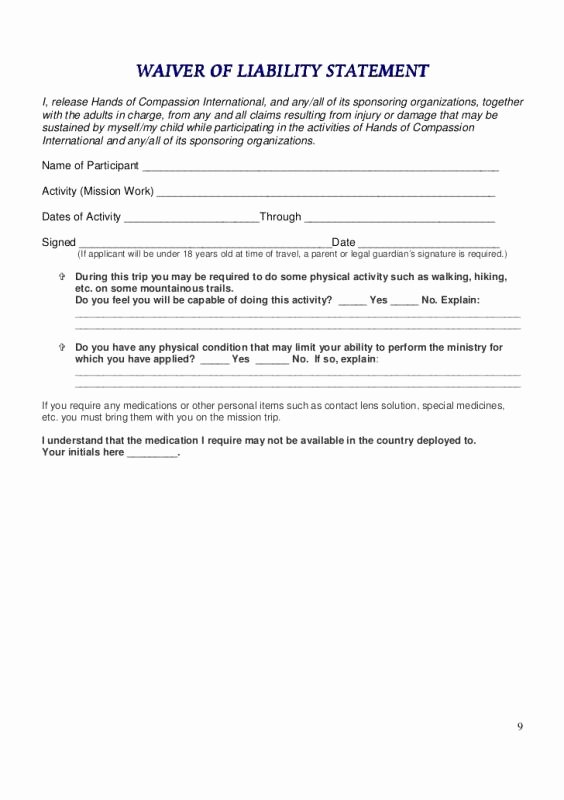 Release Of Liability form Pdf Lovely Release Liability form Pdf
