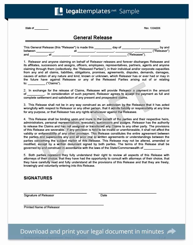 Release Of Liability form Pdf Luxury Liability Release form