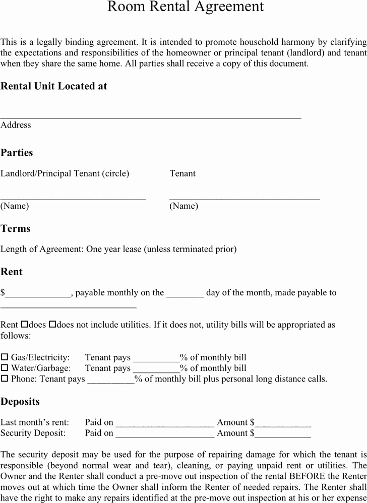 Rental Agreement Template Word Beautiful 5 Basic Room Rental Agreement Templates Word Excel