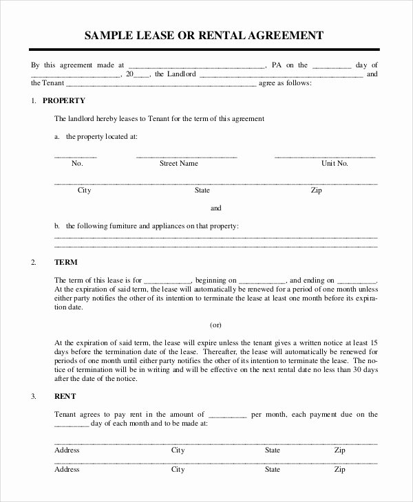 Rental Agreement Template Word Beautiful Simple Lease Agreement 9 Examples In Pdf Word