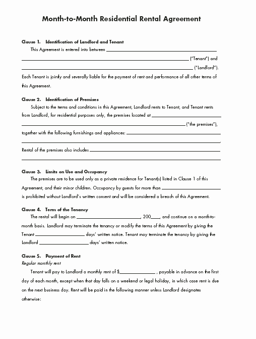 Residential Rental Agreement form Best Of Renters Lease Agreement