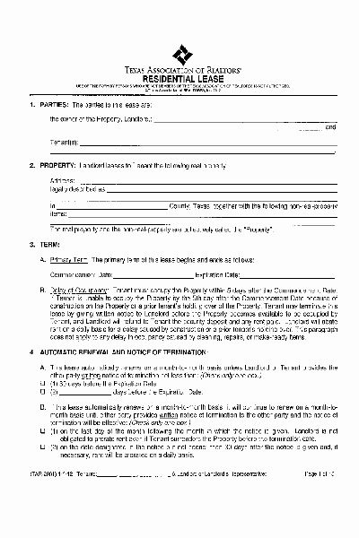 Residential Rental Agreement form Lovely Residential Lease Free Printable Documents