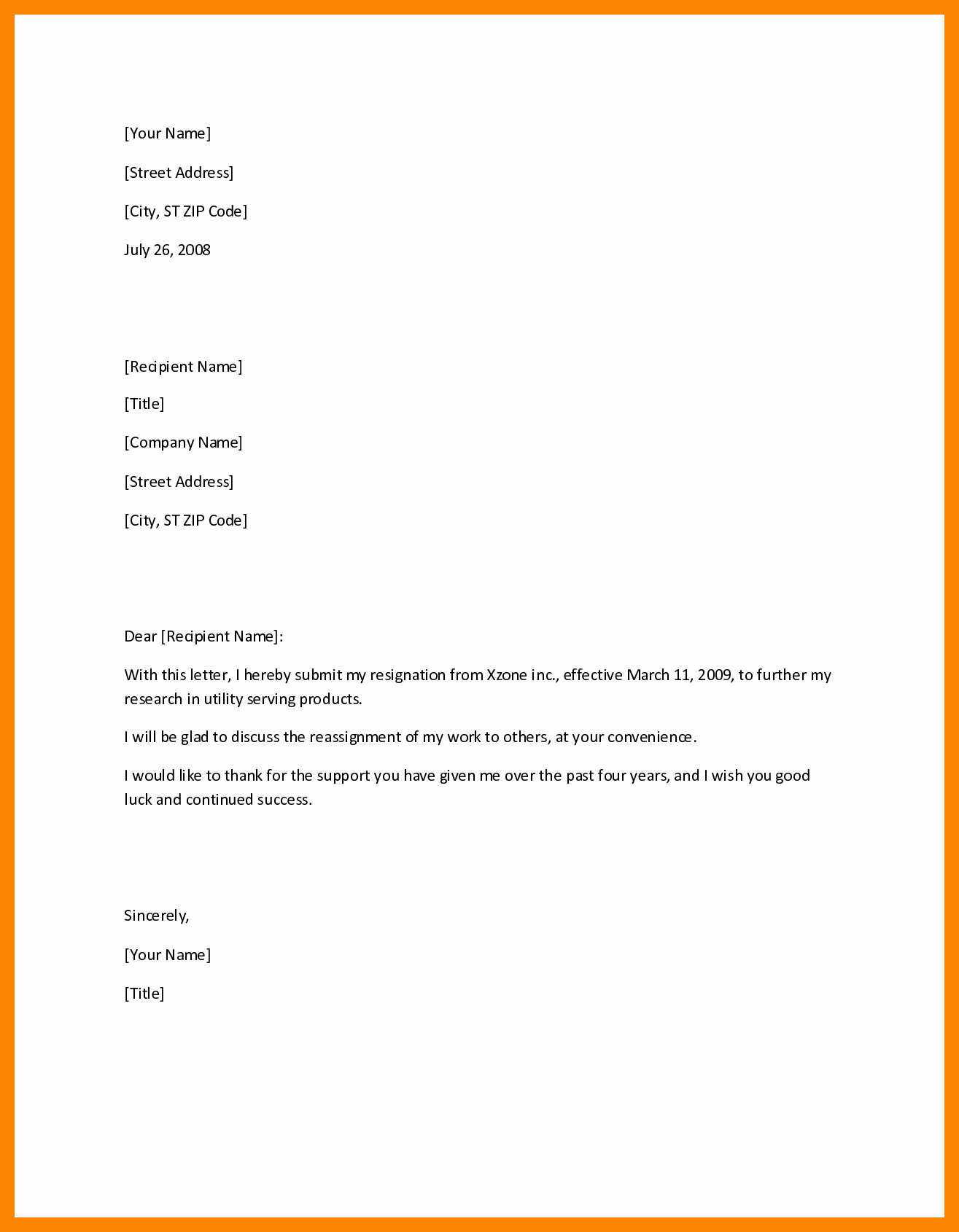 effective writing resignation letter