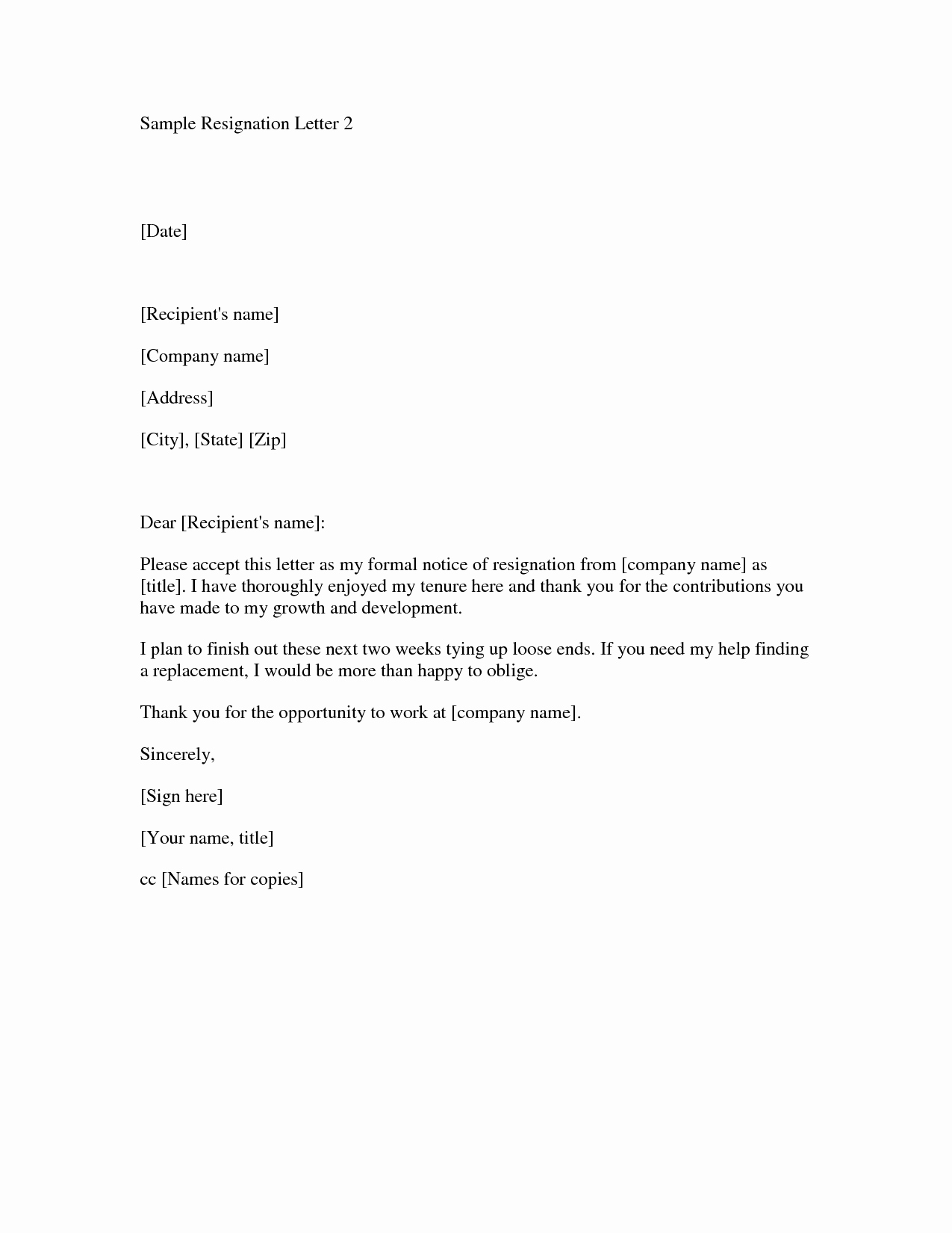 Resignation Letter Template Free Awesome Free Printable Letter Of Resignation form Generic