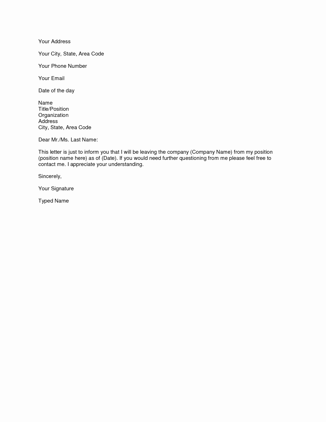 Resignation Letter Template Free Awesome Resignation Letter Samples Download Pdf Doc format