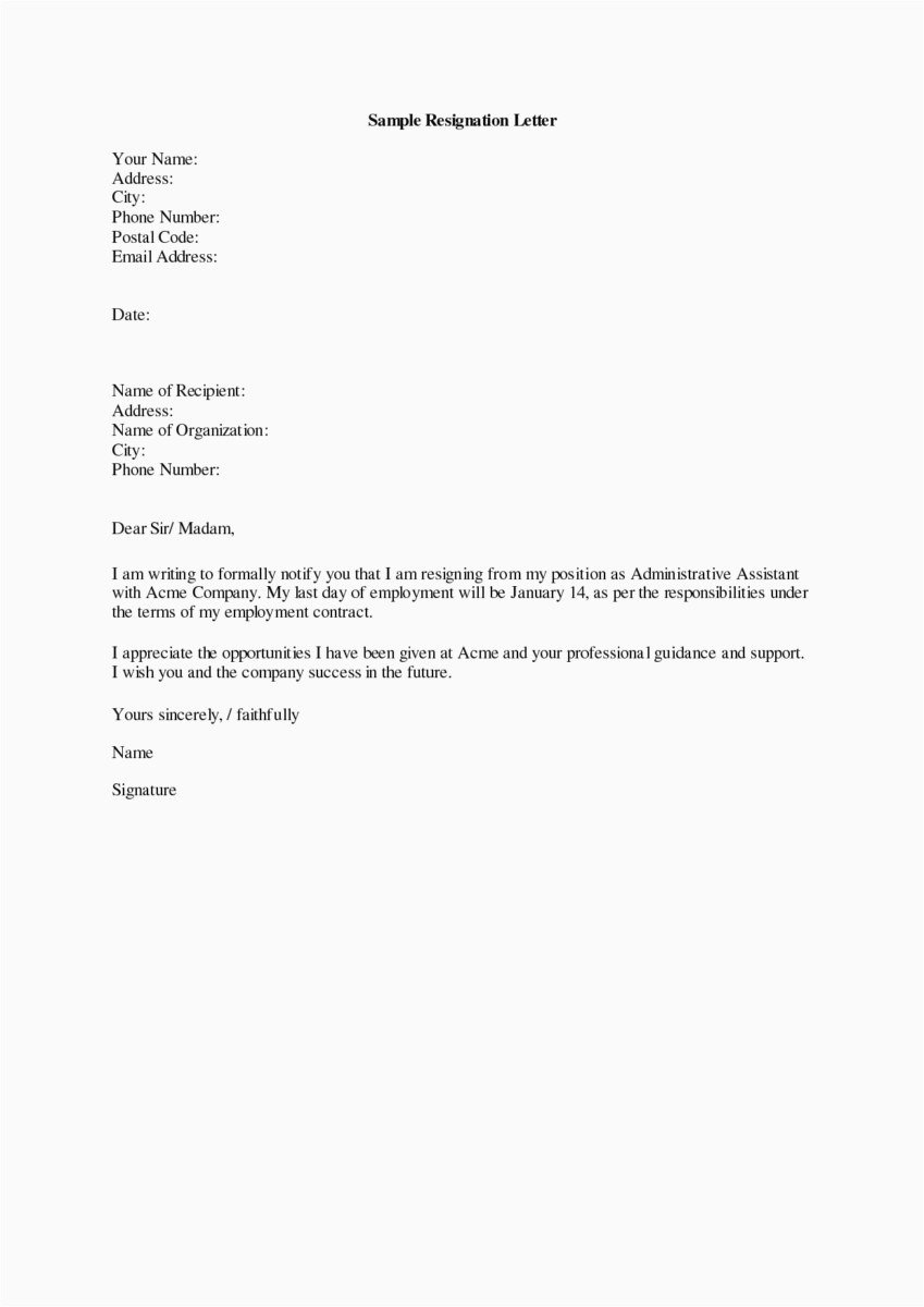 Resignation Letter Template Free Elegant Free Printable Resignation Letter Template Collection