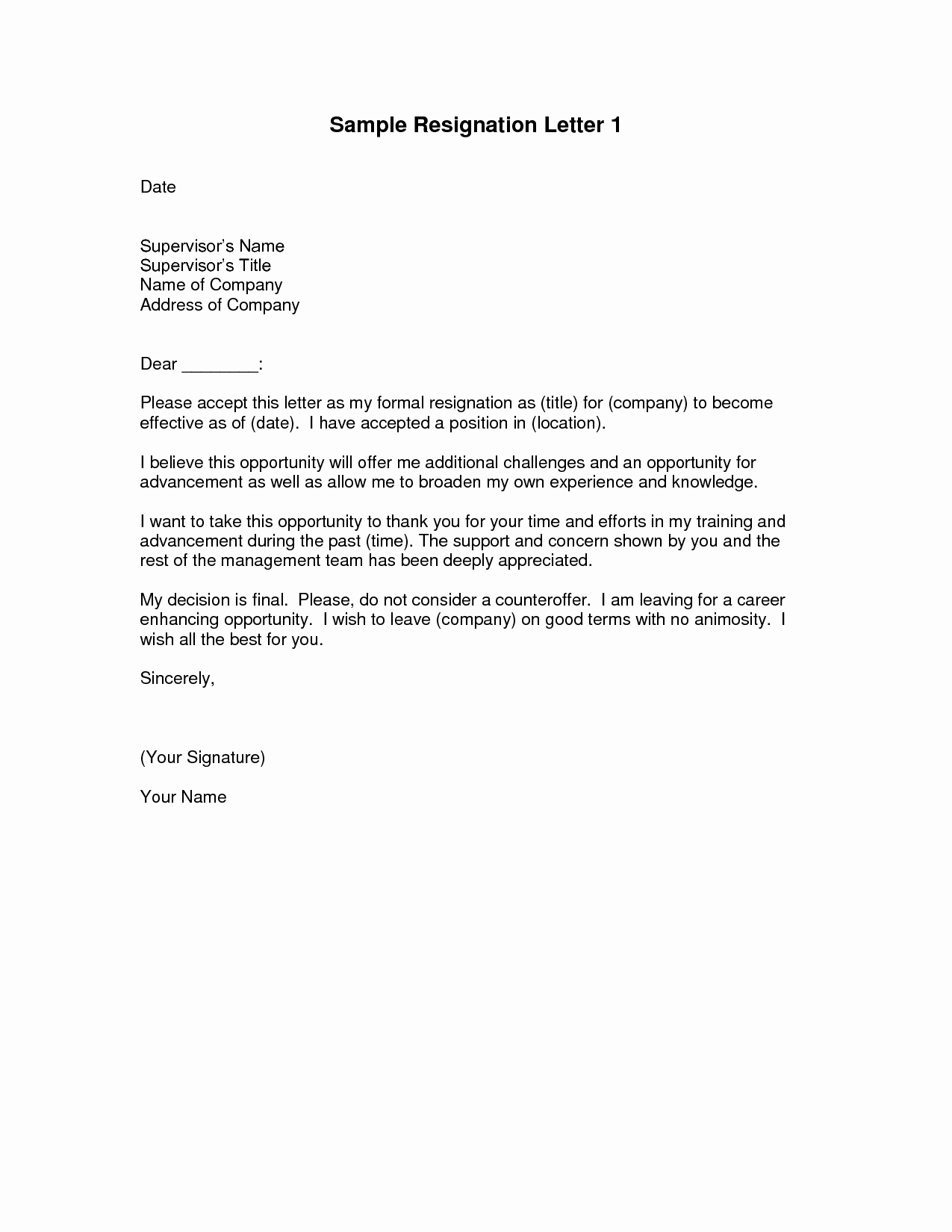 Resignation Letter Template Free Fresh Resignation Letters Download Pdf Doc format