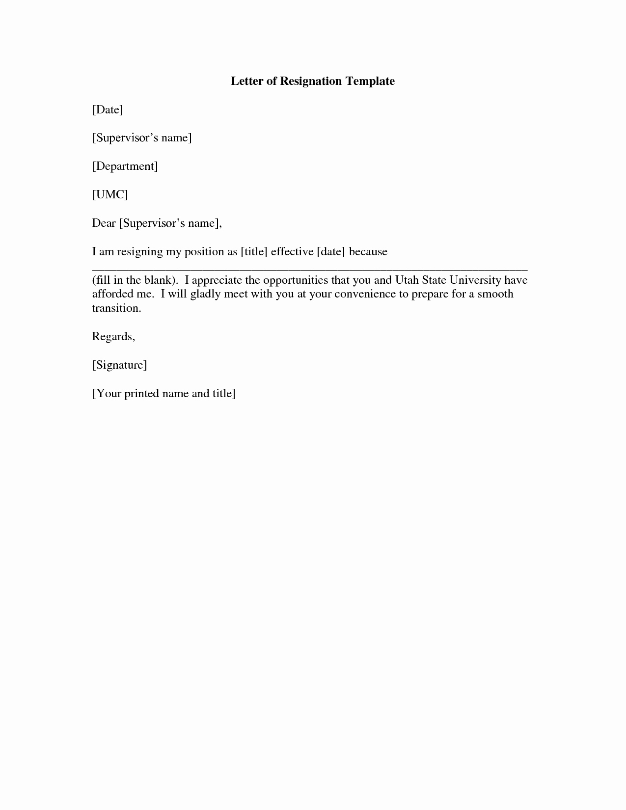 Resignation Letter Template Free Inspirational Free Printable Letter Of Resignation form Generic
