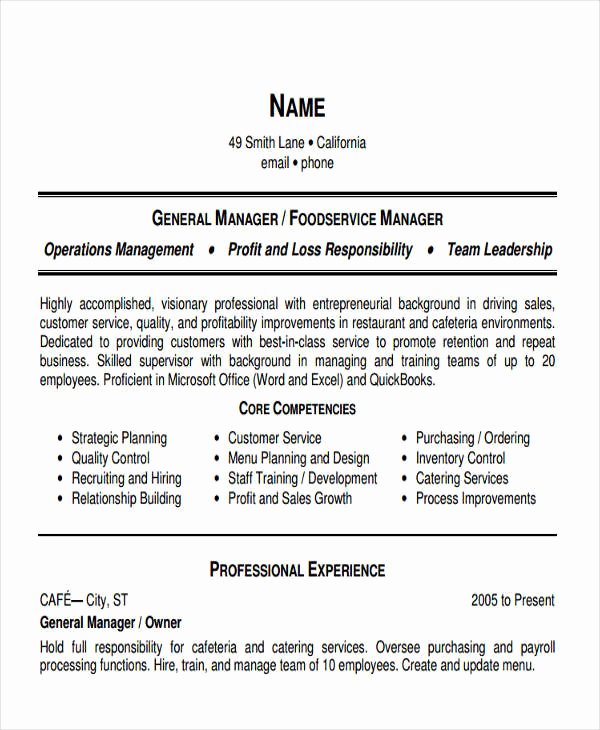 Restaurant General Manager Resumes Awesome 38 Manager Resume Templates Pdf Doc