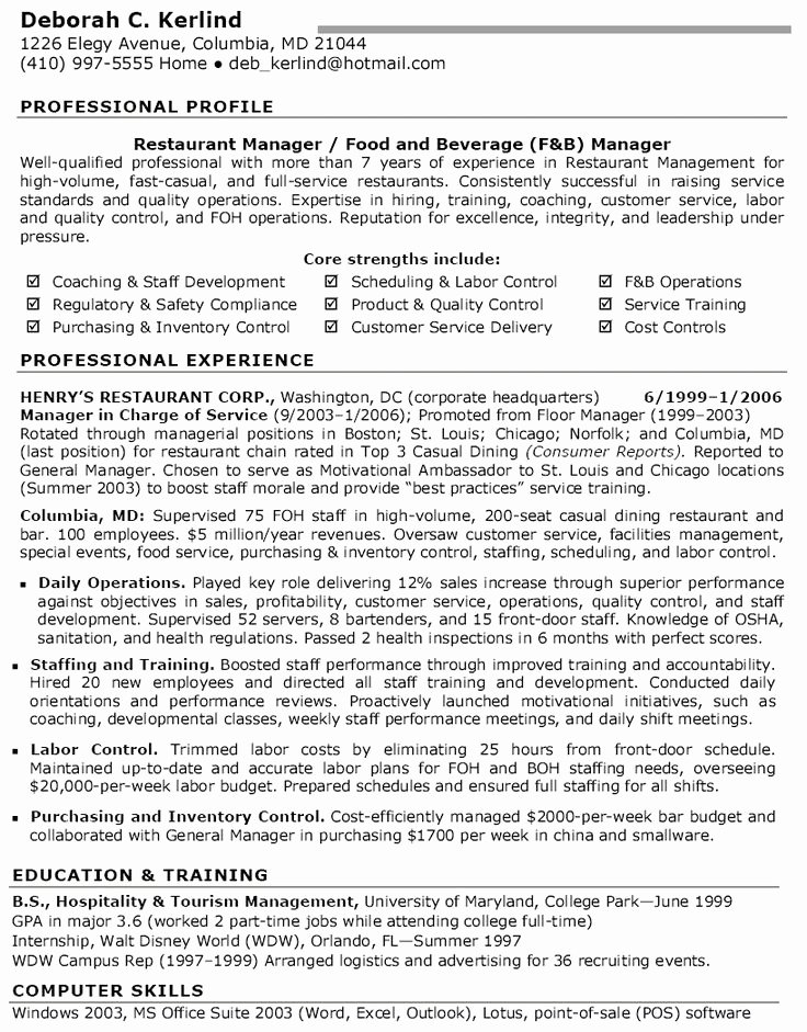 Restaurant Manager Resume Examples Unique 17 Best Images About Resume On Pinterest
