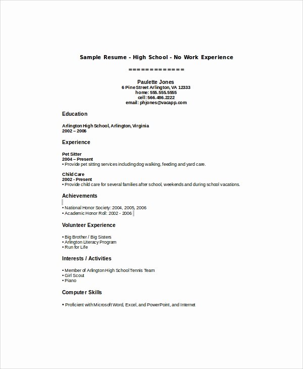 Resume Examples for Highschool Students Elegant Sample High School Student Resume 8 Examples In Word Pdf