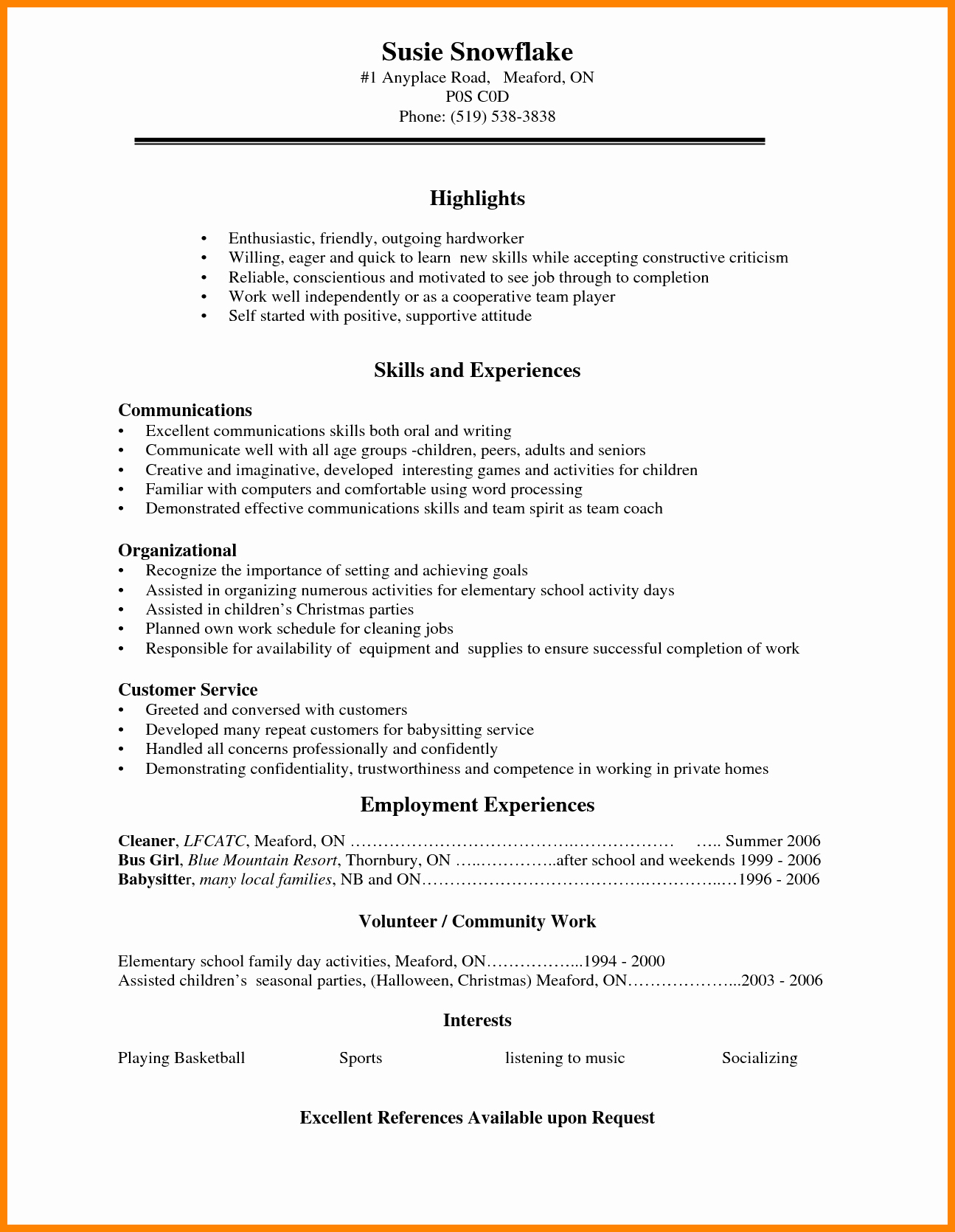 Resume Examples for Highschool Students Fresh 5 Cv Template for High School Students