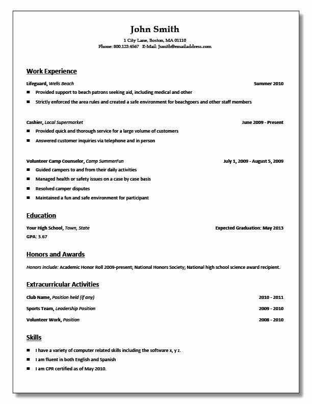 Resume Examples for Highschool Students Lovely 59 Best High School Resumes Images On Pinterest
