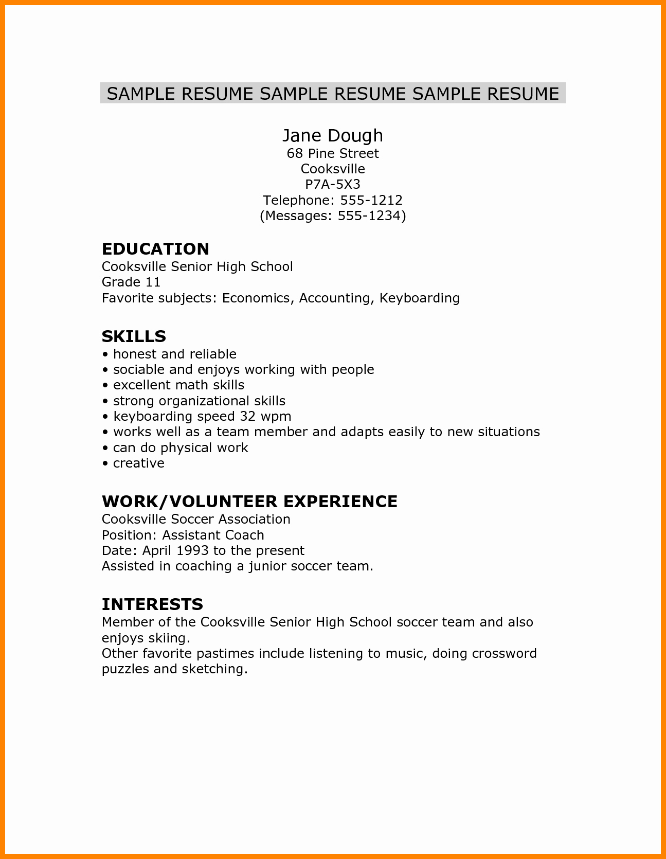 Resume High School Student New 5 Cv Template for High School Student