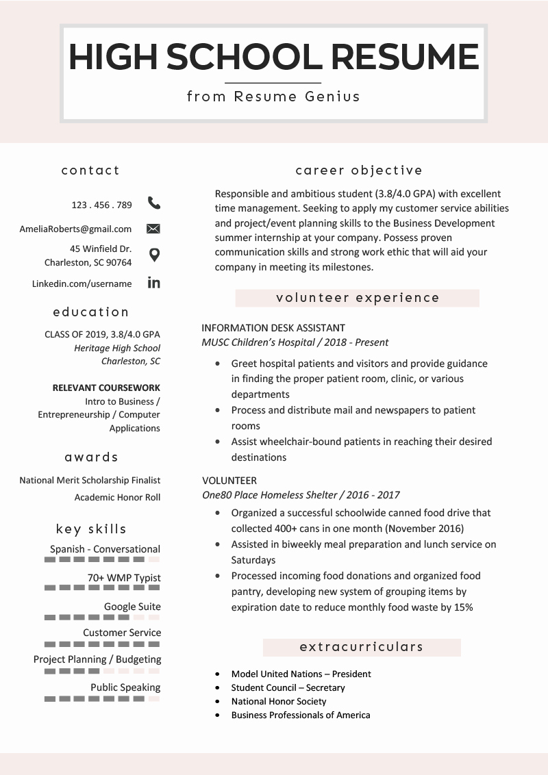 Resume Samples for College Student Best Of High School Student Resume Sample &amp; Writing Tips