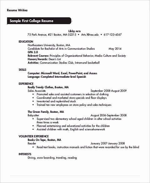 skillful writing college student resume