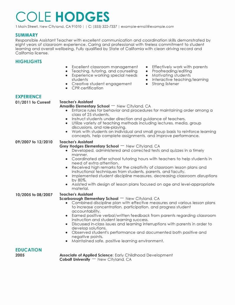 Resume Template for Teaching Best Of 12 Amazing Education Resume Examples