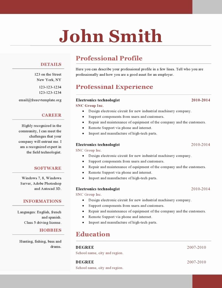 Resume Templates Free Word Luxury E Page Resume Template Free Download Resume