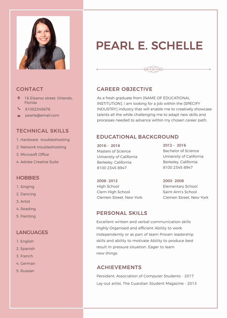 Resume with Picture Template Elegant Basic Resume Template 2019 List Of 10 Basic Resume Templates