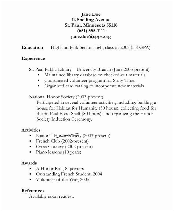 Resumes for High School Students Best Of High School Resume Example 8 Samples In Word Pdf