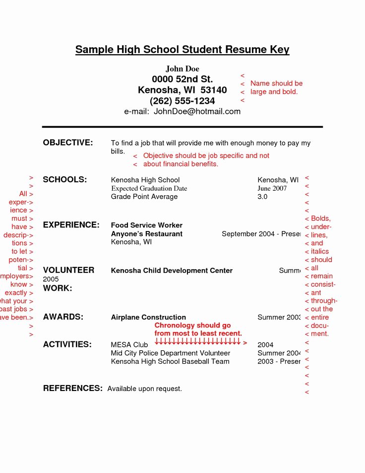 Resumes for High School Students New Resume Sample for High School Students with No Experience