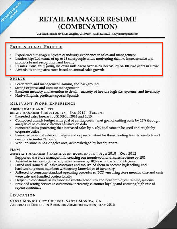 Retail Store Manager Resume Awesome Resume Profile Examples &amp; Writing Guide