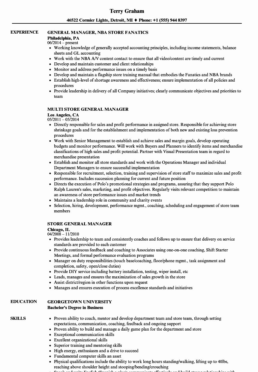 Retail Store Manager Resumes Awesome Resume Examples Retail Store Manager