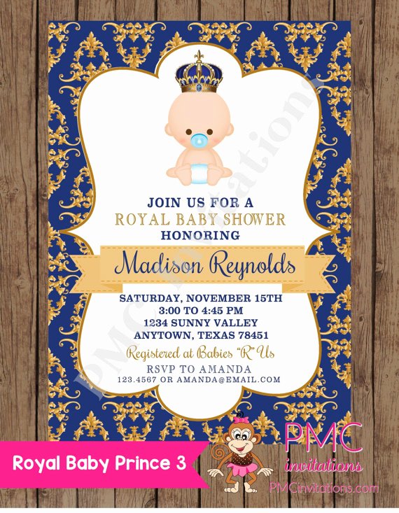 Royal Baby Shower Invitations Beautiful Custom Printed Royal Prince Baby Shower Invitations 1 00