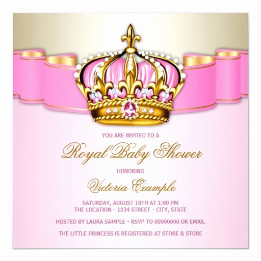 Royal Baby Shower Invitations Inspirational Girls Pink Gold Royal Baby Shower Invitation