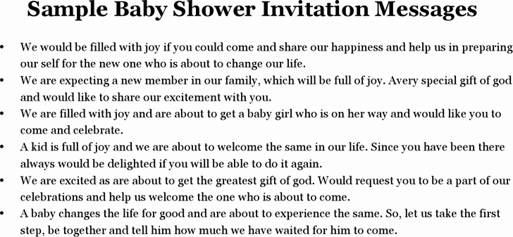 Sample Baby Shower Invitations Luxury Baby Shower Message Template Free Download