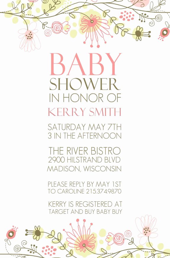 Sample Baby Shower Invitations Unique Spring themed Baby Shower Invitations Party Xyz