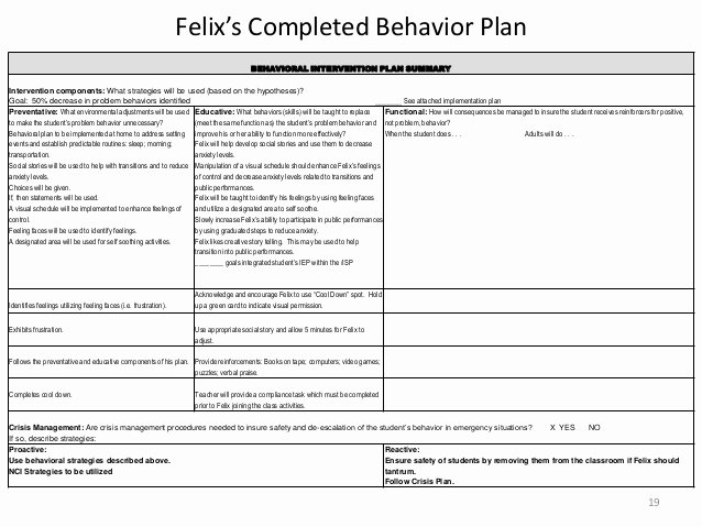 Sample Behavior Intervention Plan Awesome Fba