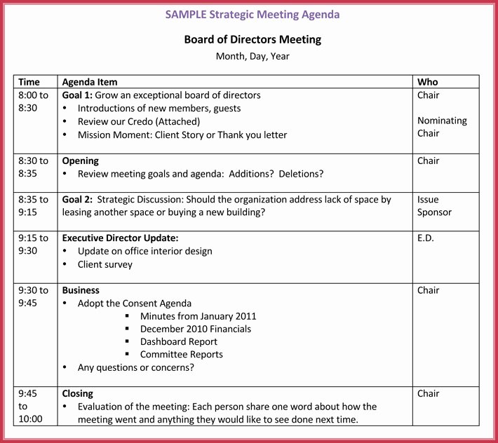 Sample Board Meeting Minutes Beautiful Board Meeting Agenda Template 10 Free Samples formats