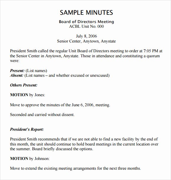 Sample Board Meeting Minutes Fresh Best S Of Board Meeting Minutes Template Word Board