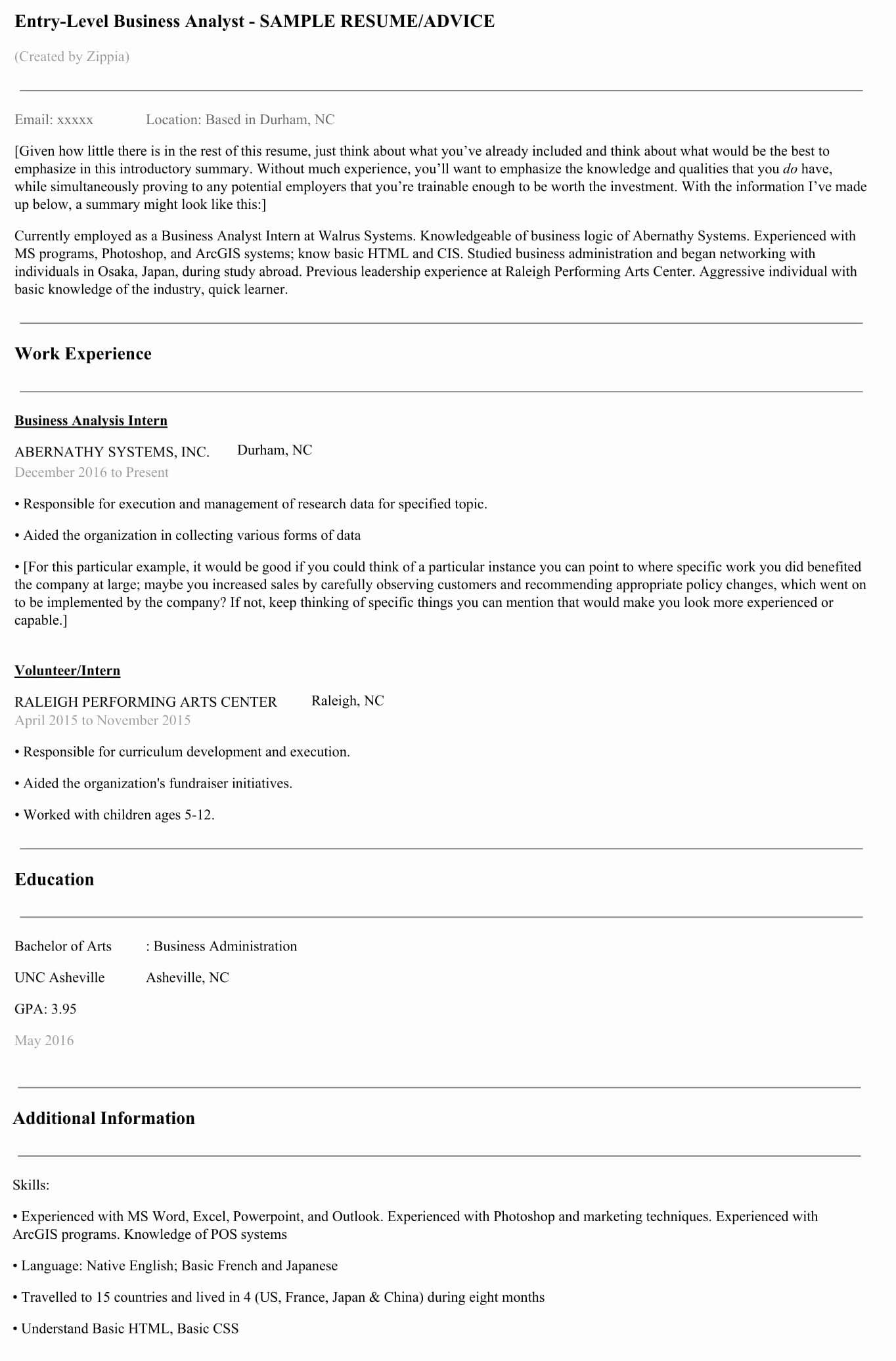 Sample Business Analyst Resume Beautiful How to Write the Perfect Business Analyst Resume Zippia
